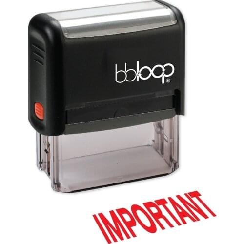 BBloop "IMPORTANT" Self-Inking Stamp, Rectangular, Laser Engraved, RED