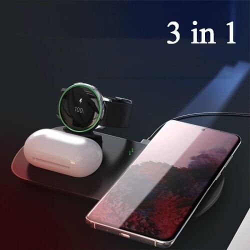 3 in 1 Wireless Chargers For Samsung Watch Active Galaxy Buds Pro Wireless Charging Station For Samsung S20 Note 20 iPhone 11 12