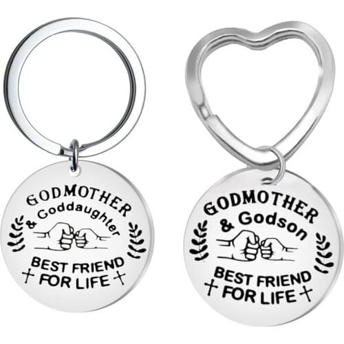 Godmother Keyring Gift from Godson Goddaughter Baptism Keychian Gifts Keepsake Present for Godchild Christ Religious Keychain
