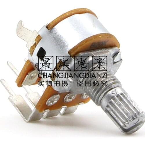 1 Piece D1010 Stereo Channel B20K Audio Power Amplifier Volume Potentiometer 15MM Flower Shaft 6-Pin Bent Foot