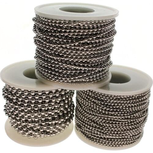 5m Dia 1.5mm 2mm 2.4mm 3.2mm Beaded Ball Chain Bulk Stainless Steel Jewelry Chains for Necklaces DIY Jewelry Making Supplies