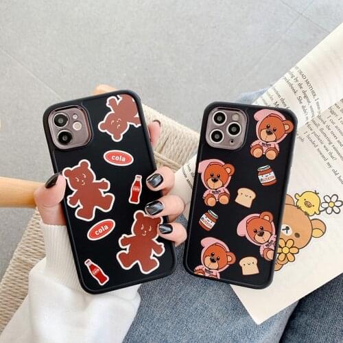 For iPhone 12 Pro Case Cute Bear Phone Case For iPhone 12 11 Pro Max XR XS Max X 7 8 Plus Soft Shockproof Cartoon Back Cover