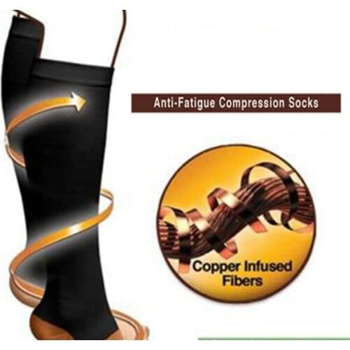 Miracle copper socks as anti-fatigue compression socks for anti-varicosity soothe achy leg reduce swelling slimming leg socks