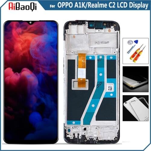 Original For OPPO A1K CPH1923 LCD Display Screen Touch Digitizer Assembly For 6.1 inch OPPO Realme C2 RMX1941 With Frame