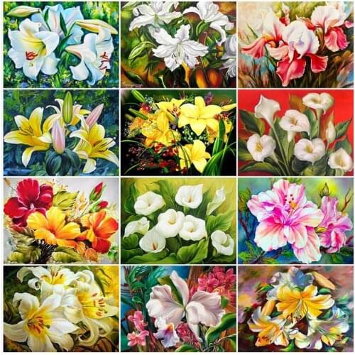 Diy Orchid Flowers Diamond Embroidery Painting Lily Mosaic Stones Picture Small Size Diamond Dots Wall Art Decor Stickers Gift