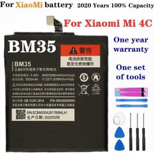 For Xiaomi Mi 4C M4c Mi4c Mobile Phone Battery 3080mAh BM35 High Quality Replacement Batteries + Tools