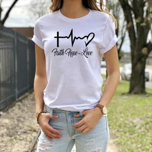 Graphic s Summer Fashion Clothing Jesus Tops Faith Hope Love Print T-shirt Women Faithful Love Tee Causal T Shirt Woman