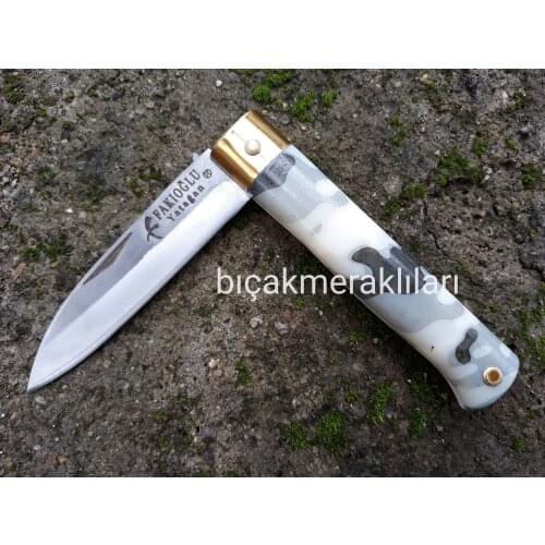 Handcrafted Gray Camouflage Patterned Pocket Knife 20cm Open Length No: 2