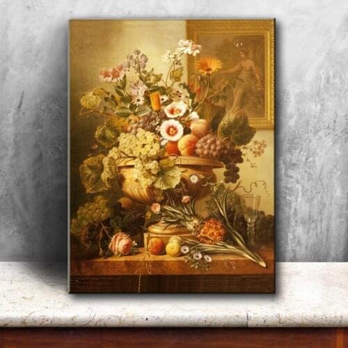 Classical retro yellow flowers friut landscape canvas printings oil painting printed on canvas home wall art decoration pictures