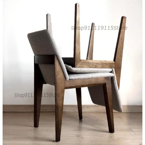 Customized Nordic Modern Simple Light Luxury Back Full Solid Wood Beveled Chair Ash Wood Dining Chair Family Milk Tea Shop Livin