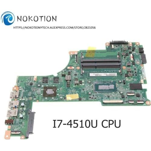 NOKOTION For TOSHIBA Satellite L50 L50-B L55 Laptop Motherboard A000300690 DABLIDMB8E0 R7 M260 SR1EB I7-4510U CPU