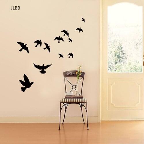 Group of birds Wall Sticker Black carved PVC Living room Sofa TV background decoration Mural Decals art stickers wallpaper