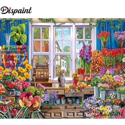 Dispaint Full Square/Round Drill 5D DIY Diamond Painting "Flower cat" Embroidery Cross Stitch 3D Home Decor A10760