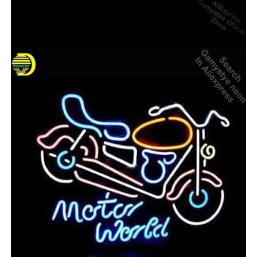 Neon Sign for Motorcycle Motor World Neon Bulb sign Business Display Handmade neon Windows Garage Wall SignNeon Lichtbak Board