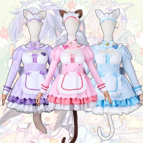 2021 New Anime&Manga NEKOPARA Chocolate Vanilla Coconut Cosplay Three Colors Maid Outfit Cute Lolita Halloween Costume 2021 Anim