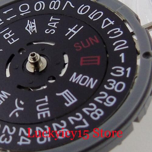 Geniune Japan 24 Jewles NH36A Watch Movement Black/White Date Circle Weel Weekday Date Display