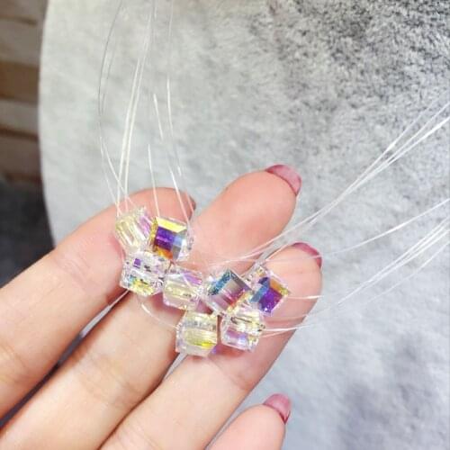 New Fashion 8mm Collier Geometric Cubes Invisible Chokers Necklace Zircon Three-dimensional Square Pendant Women Jewelry Gifts