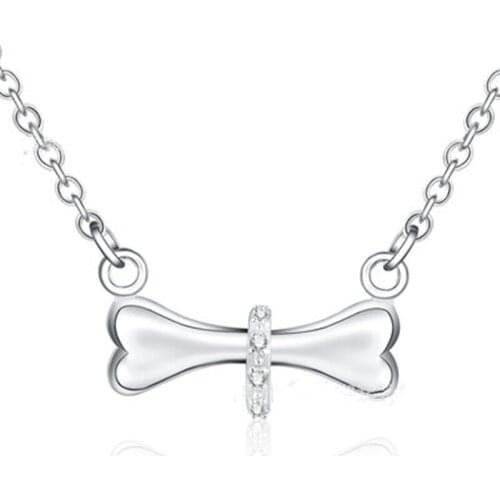 925 sterling silver fashion bone shape zircon crystal necklace ladies wedding party jewelry
