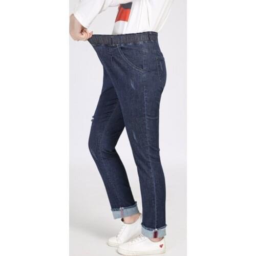 Plus Size 10XL 8XL 6XL 4XL Women Long Pencil Pants Ladies High Waist Stretched Jeans Femme Denim Pantalones Jeans De Mujer