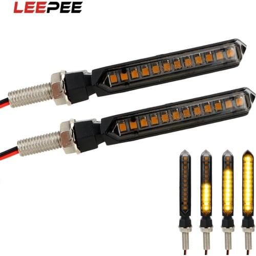 LEEPEE 1 Pair Motorcycle Signal Lamp LED Turn Signals Warning Light Universal 12 LEDs Yellow Flowing Water Blinker Light