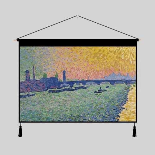 Fabric Oil scroll Painting Bedroom Wall Tapestry Background Cloth Hanging Poster Saloon Hall Art Mural