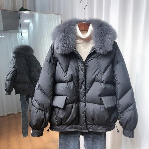 Real Fox Fur Collar 2020 New Winter Womens 90% White Duck Down Jacket Female Short Puffer Coat Warm Down Parka Loose Outwear