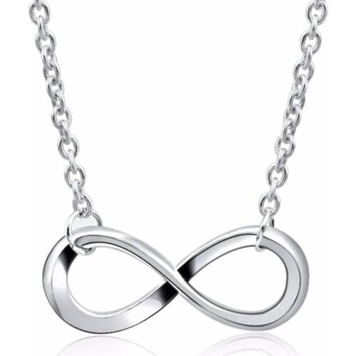 Twisting Metallic Band "8" Shape Pendant Golden Silver Plated Necklace for Women