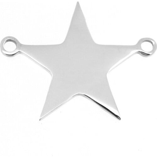 DIY Women Jewelry Making 2 Loops Star Blank Pendant Mirror Polished 100% Stainless Steel Charm for Necklace Wholesale 10pcs