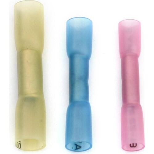 100Pcs Waterproof 3 Size Heat Shrink Butt Terminal Insulated Seal Wire Cable Connectors Crimp Terminals 22-10AWG Assortment Kit