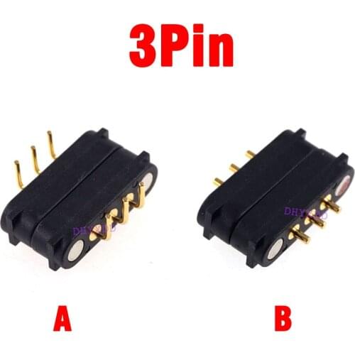 2 Pair Spring Loaded Male Female Connector 2.54 MM Pitch Through Holes PCB BTB Connector 2A 36V DC Magnetic Pogo Pin 3 Pole