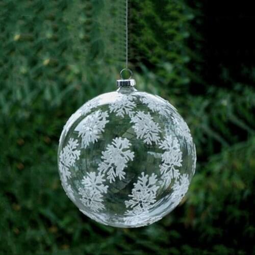 2pcs/pack Diameter=15cm Big Size Transparent Glass Globe Christmas Tree Hanging Pendant Snowflake Handmade Ball Decoration