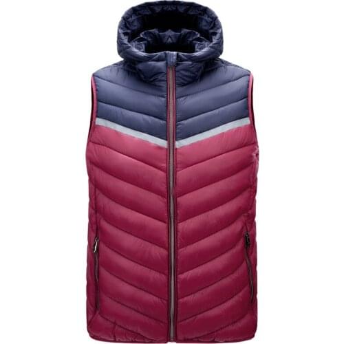 2020 Mens Warm Vest Jackets Men Vest Winter Down Hooded Waistcoat Male Warm Casual Zipper Patchwork Hoodies Overcoat