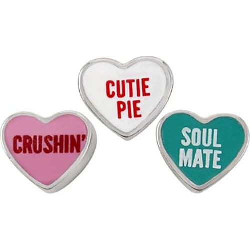 30pcs Love heart set Charm floating charms for Living glass locket bracelet necklace watch