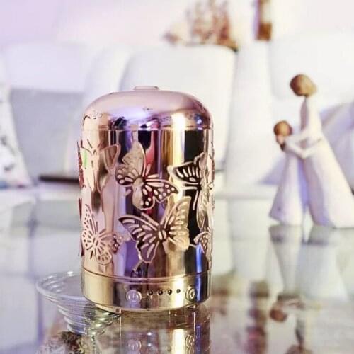 3D Metal Butterfly Aroma Diffuser 100ml Visable Cool Mist Humidifier 4 Time Setting+7 Change Colors For Baby Livingroom Office