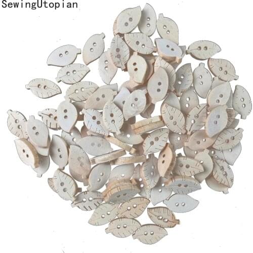 50PCS Leaves Wood Apparel Sewing Buttons for Clothes Scrapbooking Decorative Crafts DIY Accessories Two Holes Wooden Button