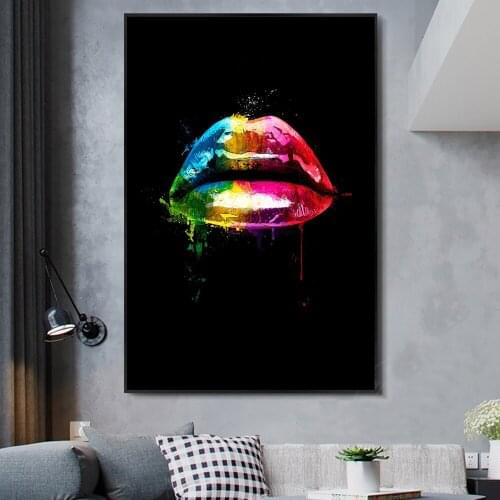 Abstract Sexy Lips Canvas Paintings On the Wall Art Posters And Prints Graffiti Art Pictures Home Wall Decor Street Art Cuadros