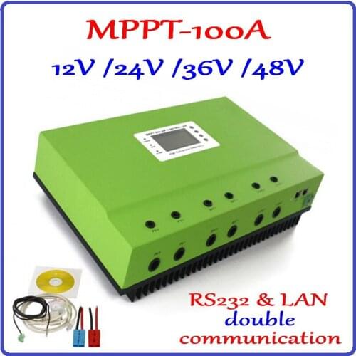 12V 24V 36V 48V Auto-work 100A MPPT Solar Charge Controller Max PV 150V Input with Big LCD Display RS232 and LAN communication