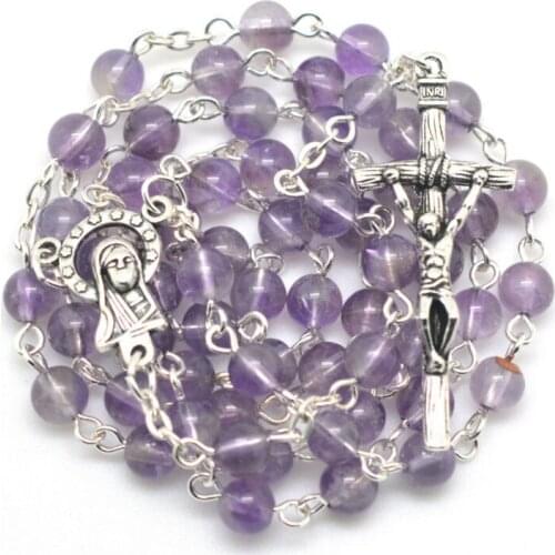 Free shipping round pink quartz bead rosary necklace high quality rosary