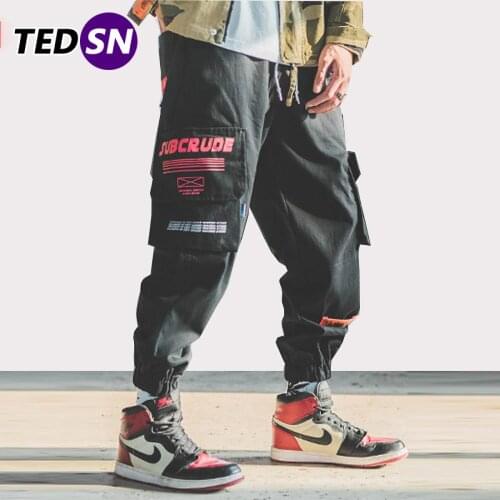 Harem Joggers Mens Cargo Pants Multi Pockets Regular Fashion Casual Harajuku Streetwear Tide Male Sweatpants B041