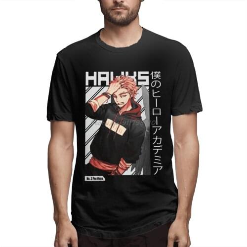 Hawks Anime My Hero Academia T Shirt Men Cotton Tees Streetwear Harajuku Short Sleeve Men Tshirt