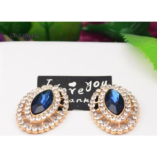 Rhinestone Eye Button Used on Headband Decoration 20MM*28MM 10PCS/Lot Shank Back Silver Color or Gold Color KD577-1
