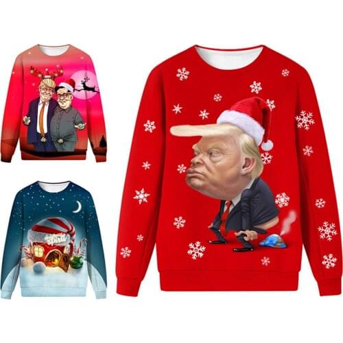 Unisex 3D Xmas Donald Trump Ugly Christmas Cartoon Autumn Winter Hoodie Funny Gift Womens Mens Cosplay Costume Adults