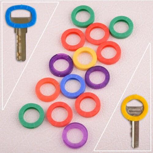 DWCX New 16pcs Mixed Color Identification Silicone Key Rings Hollow Caps Covers Tags Identifier For common sized Car door keys