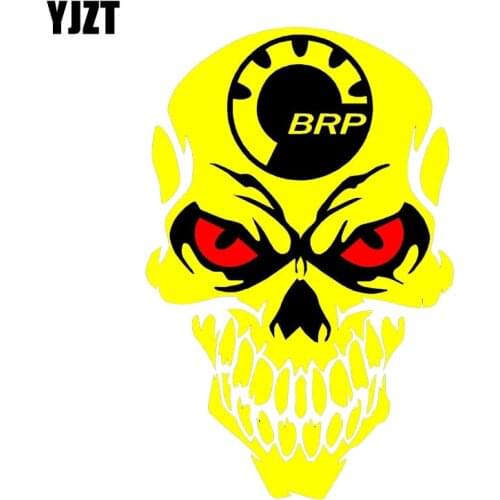 YJZT 9.8CM*15CM Individual BRP Skull Decal Reflective Body Car Sticker PVC 6-0001