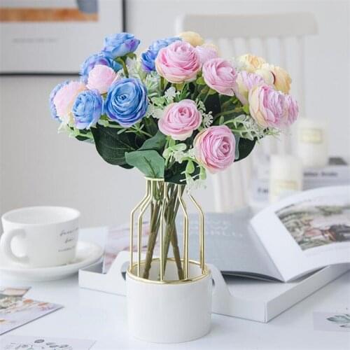 ONE Fake Camellia 15.35" Length Simulation Spring Melaleuca Roses for Wedding Home Decorative Artificial Flowers