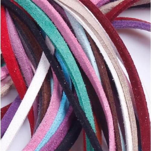 4mm Flat Faux Suede Korean Velvet Leather Cord string Rope Thread Lace Findings Diy Jewelry Bracelet Necklace Accessories Tapes