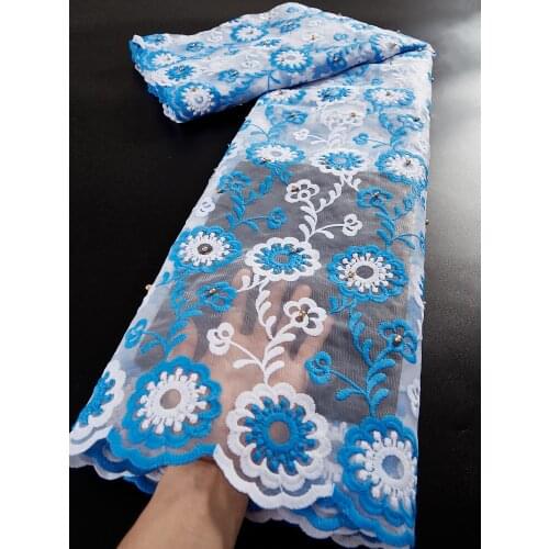 Afriacn Lace Fabric Embroidery French Lace With Stones High Quality Cotton Milk Silk Tulle Nigeria Wedding Lace Fabric 2.5 Yards