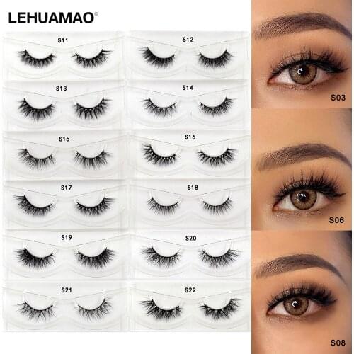 LEHUAMAO Mink Lashes 3D Mink Eyelashes 100% Cruelty free Lashes Handmade Reusable Natural Eyelashes Popular False Lashes Makeup