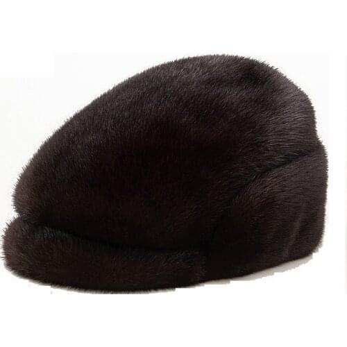 Men real mink fur caps winter fur hat real marten fur hat warm Russian popular earmuffs beanies