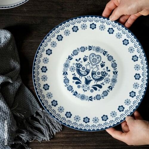 MIDOSHARK Blue flower pattern bone china dinner plate Dinner plates set